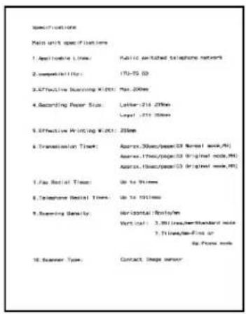 Specifications Part unit specifications 1. Applicable Linux: Public switched telephone network 2. compatibility: 170-75 SD 3. Effective Starting Wi-Fi: Max. 200ms 4. Recording Paper Size: Letter-214 200ms Layer: 1219 200ms 5. Effective Printing Width: 200ms 6. Transmission Time: Approx.30ms/year/32…