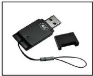 Black USB flash drive with attached strap and handle (no visible text or symbols)