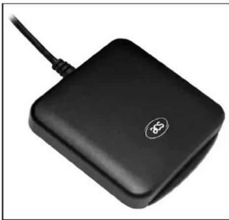 Black rectangular electronic device with a cable and logo, no visible text or symbols on the body.