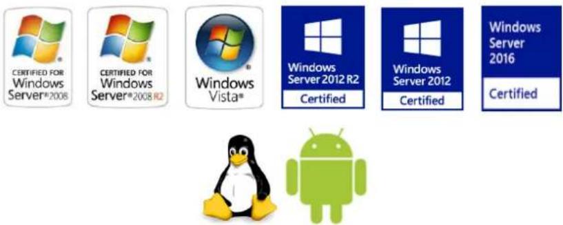 CERTIFIED FOR Windows Server®2008 CERTIFIED FOR Windows Server®2008 R2 Windows Vista® Windows Server 2012 R2 Certified Windows Server 2012 Certified Windows Server 2016 Certified Android