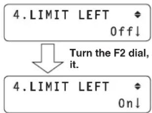 graph TD A["4. LIMIT LEFT"] -->|Off ↓| B["Turn the F2 dial, it."] C["4. LIMIT LEFT"] -->|On ↓| D["End"]