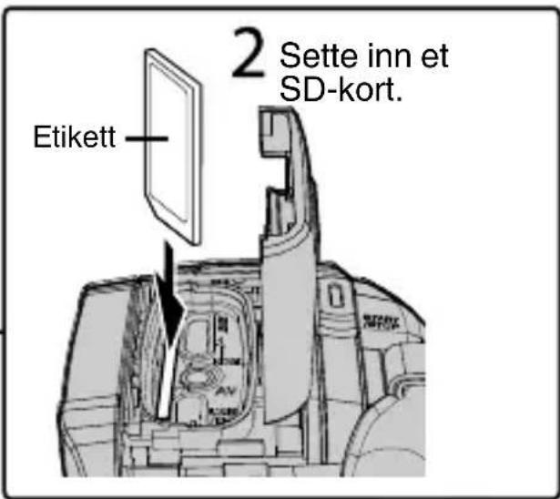 2 Sett inn et SD-kort. Etikett