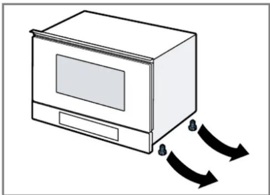 Line drawing of a microwave oven with airflow arrows indicating direction. No text or symbols.