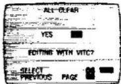 ALL CLEAR YES EDITING WITH VITC? SELECT PREVIOUS PAGE