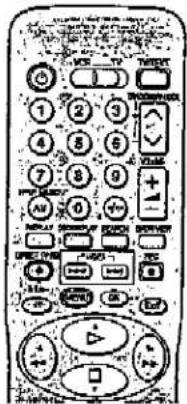 Retro-style remote control panel with labeled buttons and function keys