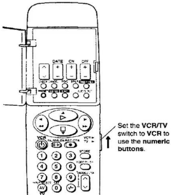 SET the VCR/TV switch to VCR to use the numeric buttons. VCR AV TO AV 0 9 7 6 5 3 2 1 SCORE SCORE=0.5 SCORE=0.5 SCORE=0.5 SCORE=0.5 SCORE=0.5 SCORE=0.5 SCORE=0.5 SCORE=0.5 SCORE=0.5 SCORE=0.5 SCORE=0.5 SCORE=0.5 SCORE=0.5 SCORE=0.5 SCORE=0.5 SCORE=0.5 SCORE=0.5 SCORE=1 SCORE=1 SCORE=1 SCORE=1 SCORE=1 SCORE=1 SCORE=1 SCORE=1 SCORE=1 SCORE=1 SCORE=1 SCORE=1 SCORE=1 SCORE=1 SCORE=1 SCORE=1 SCORE=1