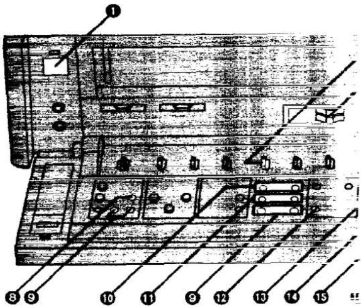 Technical diagram of a computer monitor with numbered components for identification