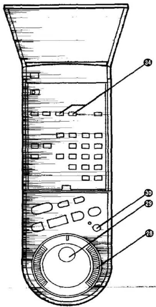 Technical diagram of a mobile phone casing with numbered parts labeled 28, 29, 30, and 34.