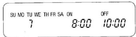 SU MO TU WE TH FR SA ON 7 8:00 10:00 OFF
