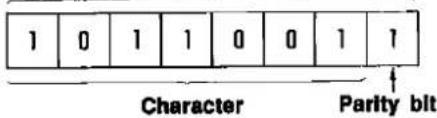 1 0 1 1 0 0 1 1 Character Parity bit