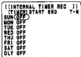 ([INTERNAL TIMER REC]) (TIMER) START END Y-M SUN OFF MON OFF TUE OFF WED OFF THU OFF FRI OFF SAT OFF DLY OFF