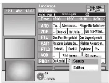 Landscape 12.1. Wed 15:05 Time: 15:00 16:30 18:00 16:30 ARD Ta... Abenteuer... Flage-Die Talkshow... ZDF ... Derrick Heute in... Bianca-Wegt... RTL Das Familengericht Das Jugendigericht SAT1 Richterin Barbara Sa... Richter Alexander... RTL2 Defektiv Duel M... Boylade Yis... VOX ... 7th Heaven Glimor…