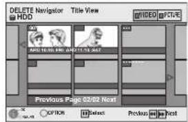 DELETE Navigation Title View HDD VIDEO FCTR ANSI 16.15.191.042 17.13.047 Previous Page 02/02 Next OPTION Select Previous Next