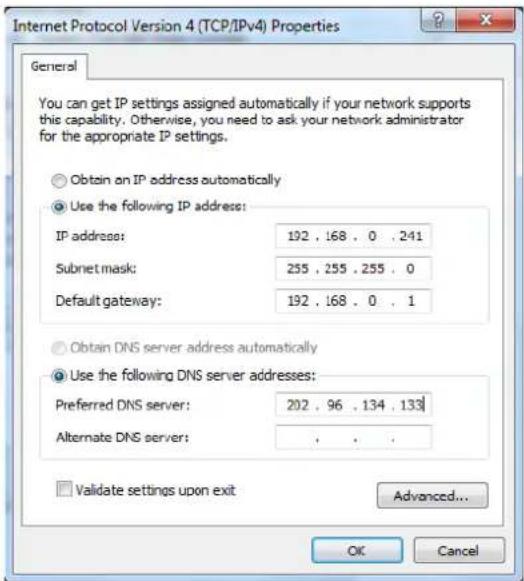 Internet Protocol Version 4 (TCP/IPv4) Properties General You can get IP settings assigned automatically if your network supports this capability. Otherwise, you need to ask your network administrator for the appropriate IP settings. Obtain an IP address automatically Use the following IP address: I…