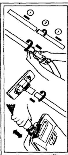 Diagram illustrating a mechanical assembly process with labeled parts and directional arrows indicating motion or movement.
