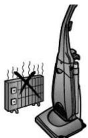 Illustration of a vacuum cleaner emitting steam from a grid device (no text or symbols).