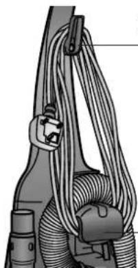 Illustration of a rope harness with attached clamps and a hose (no text or symbols)