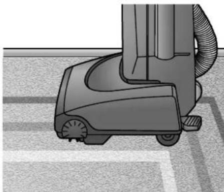 Illustration of a vacuum cleaner on tiled floor (no text or symbols)