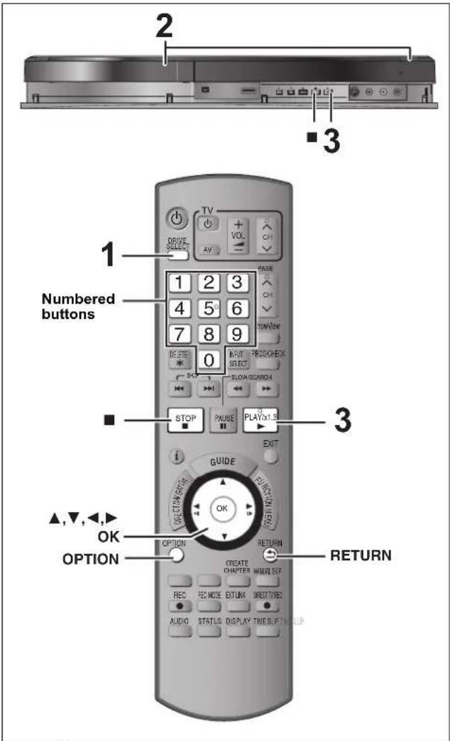 2 ■3 1 Numbered buttons 1 2 3 4 5 6 7 8 9 0 BC 1 PAGE DOWN/DOWN EXIT BREAK/RESET BLOW BEARING STOP PAUSE PLAYX1.9 EXIT GUIDE FUNCTION VIEW OK ▲,▼,◀,► OPTION RETURN CREATE CHAPTER CHANGE REC FEC NOSE EXTUN DIRECT YRED AUDIO STATUS DISPLAY TIME SLIFT WELIP