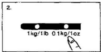2. 1kg/1lb 0.1kg/1oz