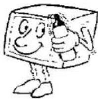 Personnage de dessin animé en forme d'écran d'ordinateur avec un visage souriant et un doigt levé (sans texte ni symboles)