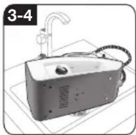 Illustration of a portable kitchen appliance with a faucet and showerhead (no text or symbols)