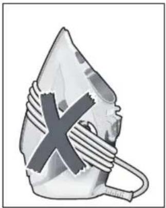 Illustration of a broken object with an 'X' mark, tied with coiled ropes.