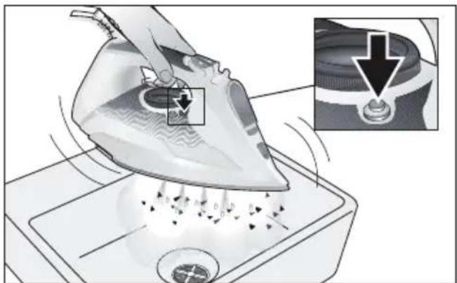 Illustration of a hand ironing an airfoil on a sink, with a magnified inset showing the drop in liquid (no text or symbols)