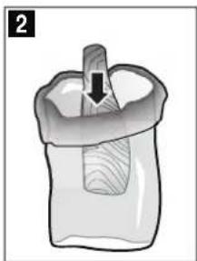 Diagram of a mechanical component with a central pin and a downward arrow, no text or symbols present