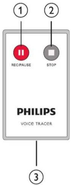 1 2 REC/PAUSE STOP PHILIPS VOICE TRACER 3