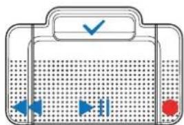 Diagram of a container with liquid, arrows indicating flow, and a red button at the bottom (no text or symbols)