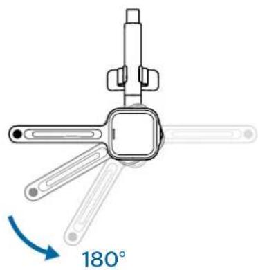 Diagram of a mechanical device with angular annotation (180°) and directional arrows, no readable text or symbols present.