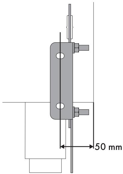 SMEG BG91PX9-1 - Pidä 50 mm etäisyys laitteiston sivusta kannattimen aukkoihin. - 1