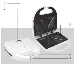 Labeled diagram of a portable food grill with numbered parts for identification
