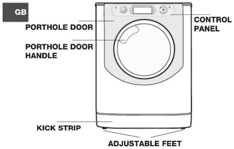 GB PORTHOLE DOOR PORTHOLE DOOR HANDLE CONTROL PANEL KICK STRIP ADJUSTABLE FEET