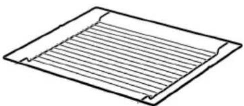 Simple line drawing of a rectangular plate with horizontal lines and a notch, no text or symbols present.