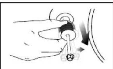 Illustration of a hand holding a circular object with a curved arrow indicating motion or force (no text or symbols)