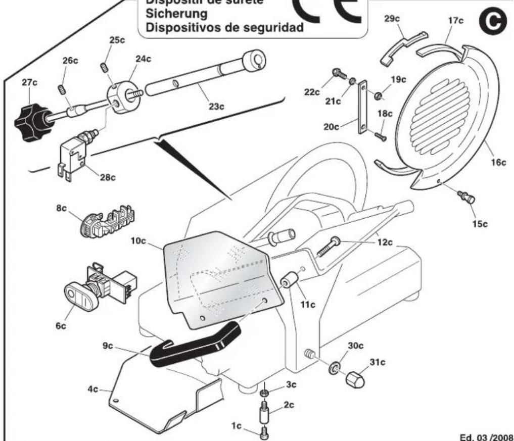 Disposión de suture Sicherung Dispositivos de seguridad 27c 26c 25c 24c 23c 22c 21c 19c 20c 18c 16c 29c 17c 8c 10c 12c 11c 30c 31c 3c 2c 4c 6c 9c Ed. 03 /2008