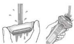 PANASONIC Lamdash ES-TLVFE - Cleaning the shaver with water (continued) - 1