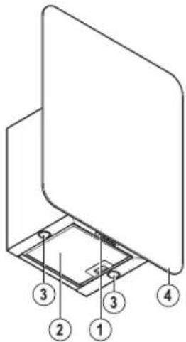 Technical diagram of a device with numbered components labeled 1 to 4