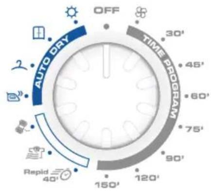 OFF, 30', 45', 60', 75', 90', 120', 150', Rapid 40', AUTO DAY