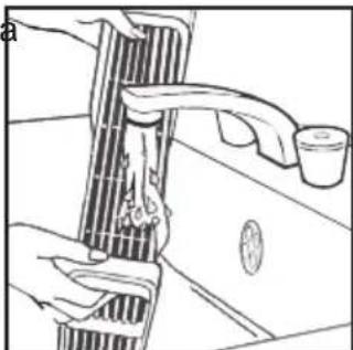 Line drawing of a kitchen sink with a hand holding a pan and a cup.