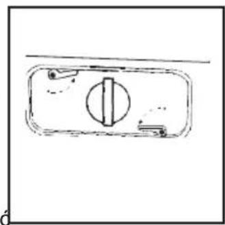 Simple line drawing of a rectangular device with a central circular element and two small components, no text or symbols present.