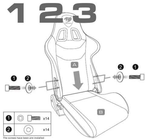 1 2 3 ① ② A B ① x14 ② x14 The screws have been pre-installed