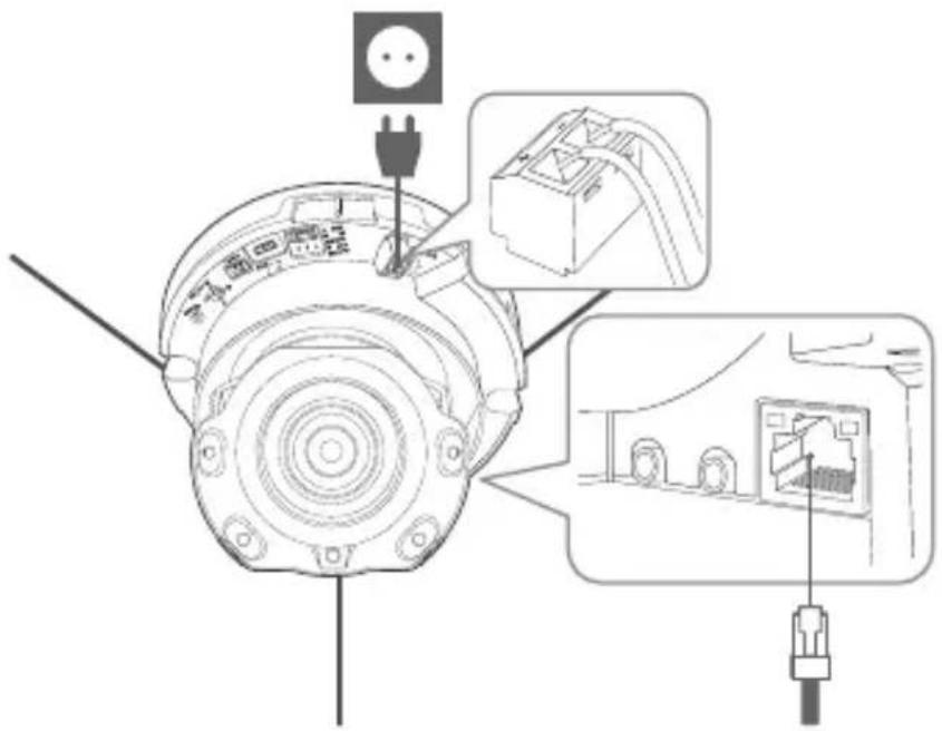 Technical diagram showing electrical connections to a device with labeled components and wiring details