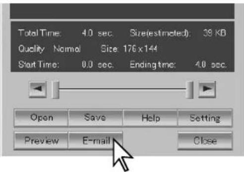 Total Time: 4.0 sec. Size(estimated): 39 KB Quality Normal Size: 176 x 144 Start Time: 0.0 sec. Ending time: 4.0 sec. Open Save Help Setting Preview E-mail Close