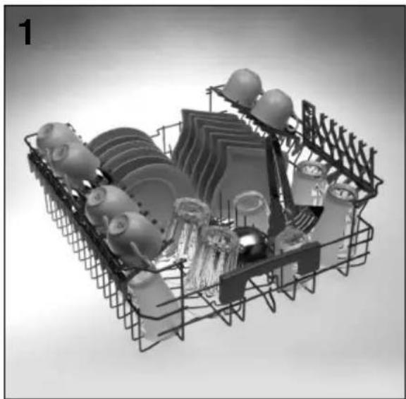3D rendered image of a kitchen sink with various dishes and utensils (no text or symbols visible)