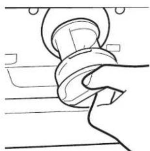 Line drawing of a hand gripping a coiled cable or rope (no text or symbols)