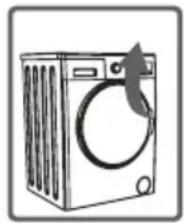 Line drawing of a washing machine with a circular dial and front panel (no text or symbols).