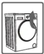 Line drawing of a washing machine with a circular gasket (no text or symbols)